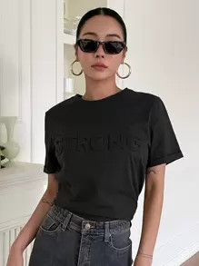 DAZY Mẫu chữ Áo thun - màu đen - Xem 1