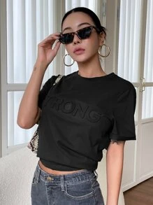 DAZY Mẫu chữ Áo thun - màu đen - Xem 3