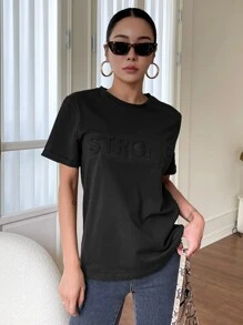 DAZY Mẫu chữ Áo thun - màu đen - Xem 4