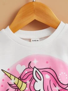 SHEIN Baby Unicorn Print Sweatshirt - White - View 3