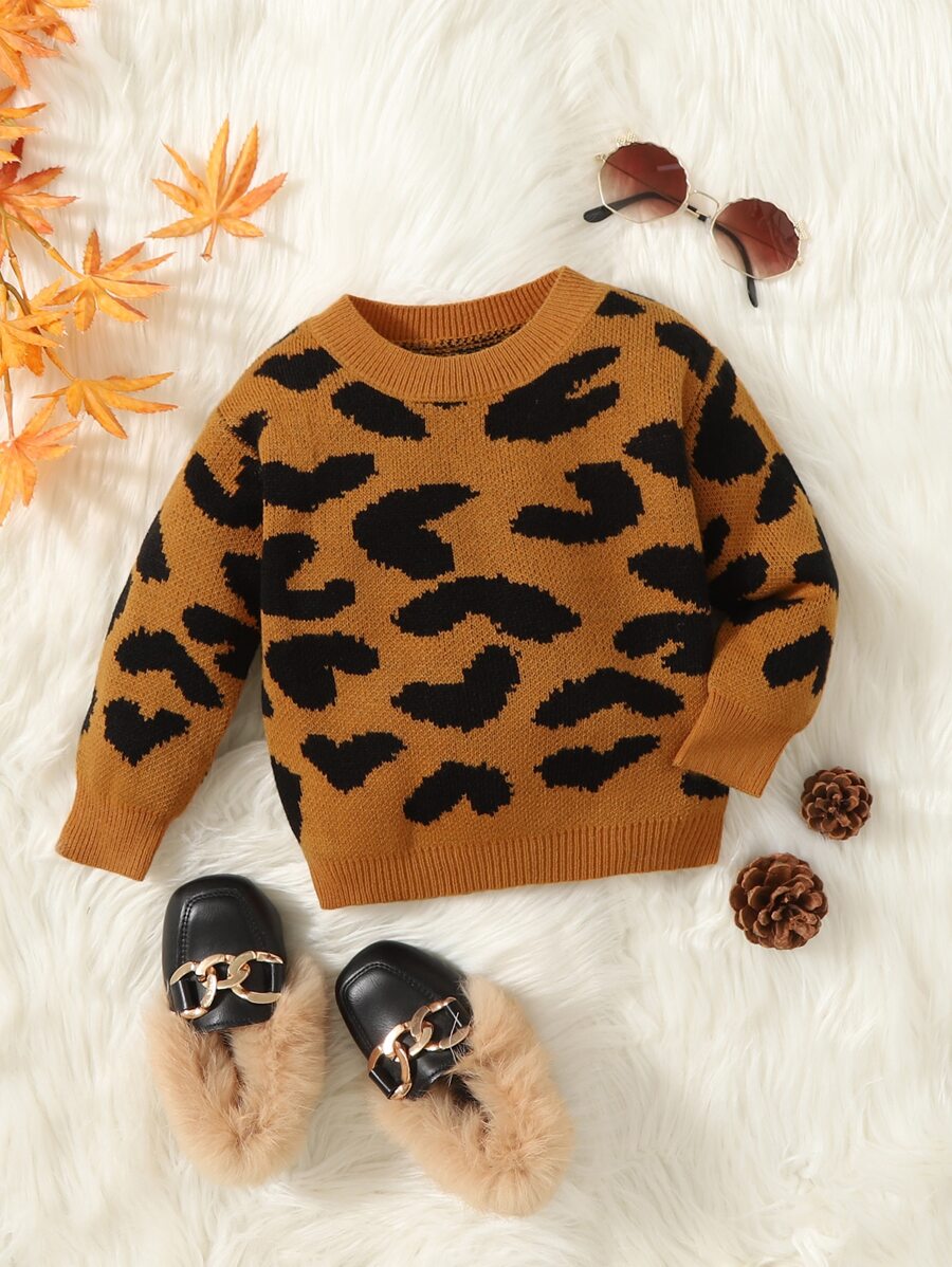 SHEIN Bebé Jersey con patrón de corazón - Marrón - Ver 1