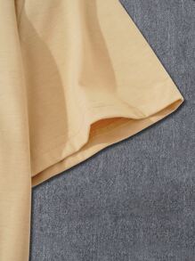 ROMWE MEN Hombres Camiseta con estampado de letra - Caqui - Ver 3