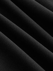 SHEIN MOD 纯色开叉优雅长款吊带连衣裙 - 黑色 - 查看 5