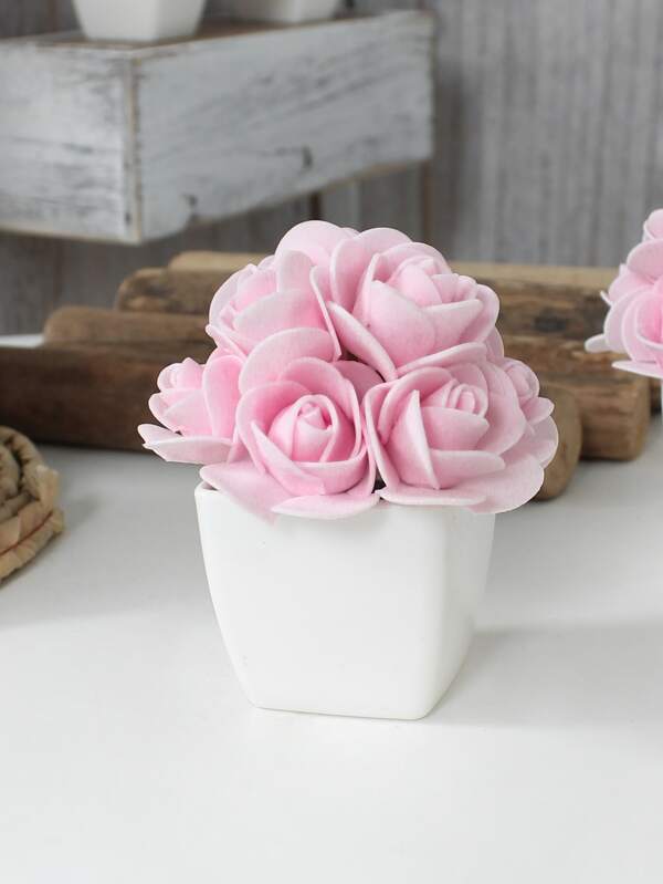 1pc/3pcs Artificial Mini Rose Potted Plant, Decor For Home, Hotel Lobby, Mother's Day, Valentine's Day Party, Weddings, Tabletop Centerpiece
