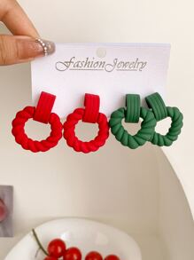 Bông tai thả 2 cặp xoắn chi tiết - Nhiều màu - Xem 1