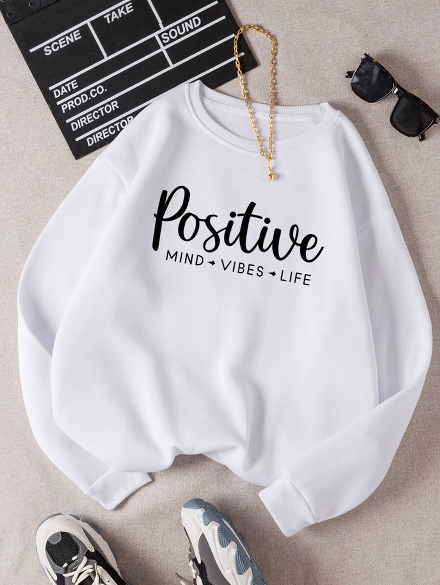 SHEIN Qutie Letter Graphic Thermal Lined Sweatshirt Graduation,Back To School Outfits,Graduation,Teacher Outfits For Women,Back To School Pullover Fall Outfit