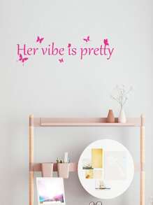 1pc Slogan Graphic Wall Sticker,Stickers,Wall Decal, Vinyl Decal For Home Decorations,Spring Decoration Items Refresh Your Home,Rama Decoration Stickers Gifts Birthday Graduation - Pink - View 3