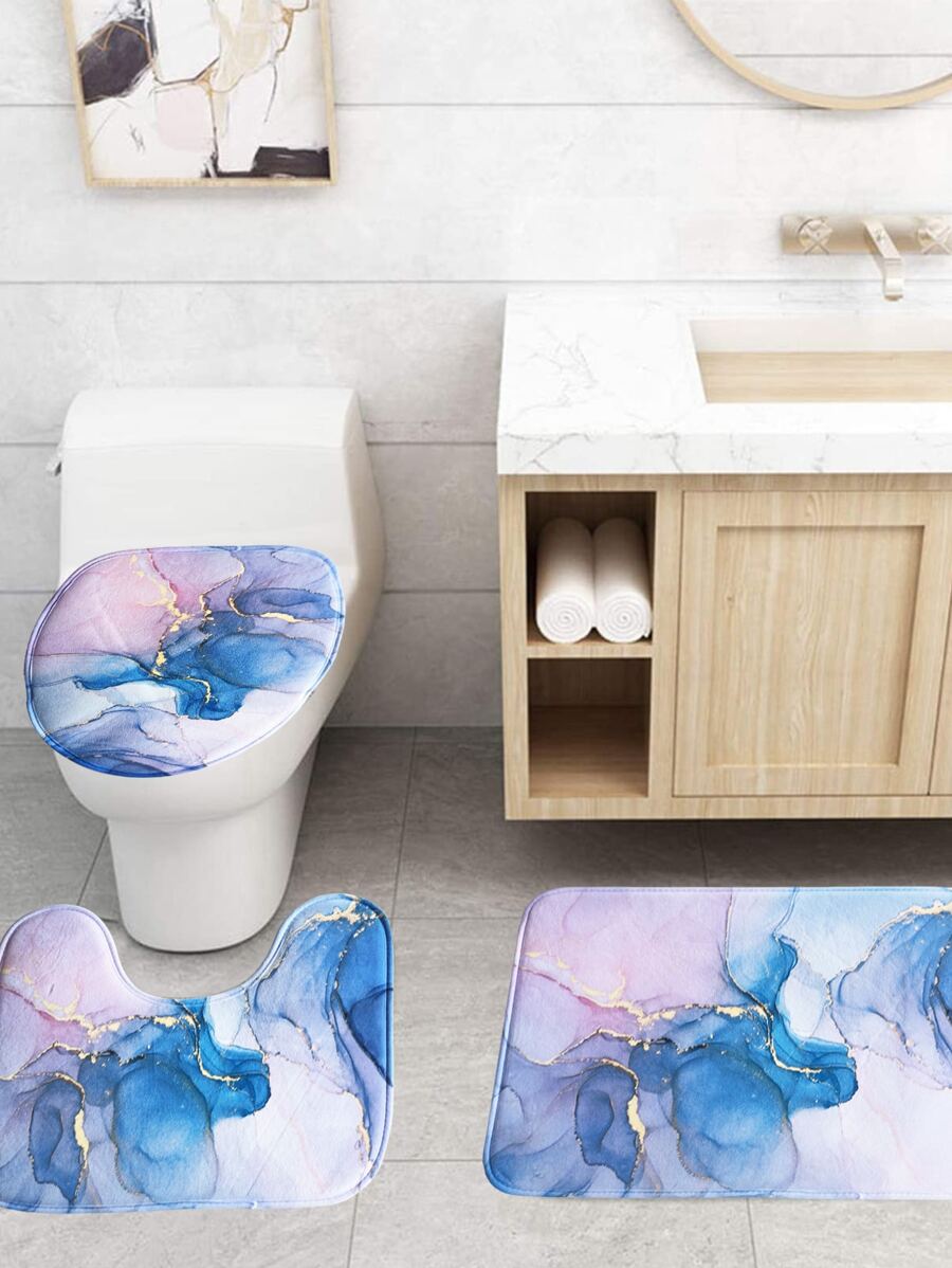 1入組大理石紋樣式浴室毯 - 彩色 - 查看 1