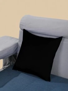 Solid Cushion Cover Without Filler, Black Simple Throw Pillow Case For Sofa - Black - View 2