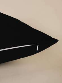 Solid Cushion Cover Without Filler, Black Simple Throw Pillow Case For Sofa - Black - View 3