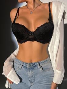 Floral Lace Scalloped Bra Set - 2 Packs - Multicolor - View 3