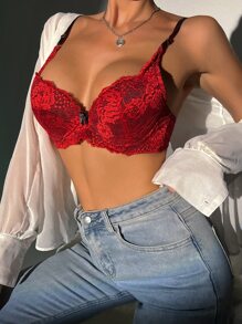 Floral Lace Scalloped Bra Set - 2 Packs - Multicolor - View 5