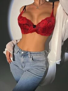 Floral Lace Scalloped Bra Set - 2 Packs - Multicolor - View 6