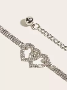 Elegant Rhinestone Heart Decor Chain Belt Dress Belt Party Halloween Valentine's Day Summer, School Fall, Autumn, Halloween - White - View 4
