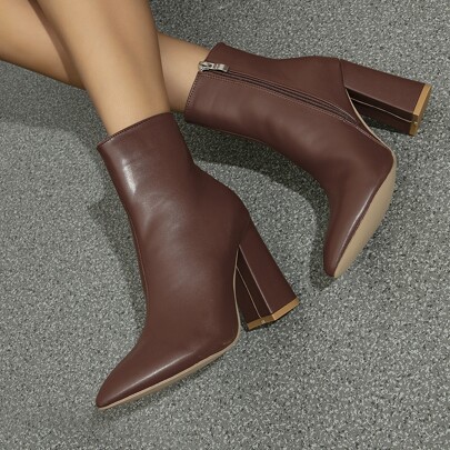 Point Toe Chunky Heeled Classic Boots