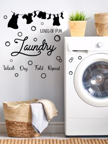 1pc Slogan Graphic Wall Sticker - màu đen - Xem 2