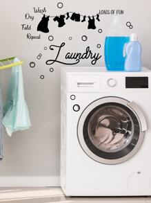 1pc Slogan Graphic Wall Sticker - màu đen - Xem 4