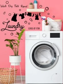 1pc Slogan Graphic Wall Sticker - màu đen - Xem 5