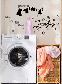 1pc Slogan Graphic Wall Sticker - màu đen - Xem 6