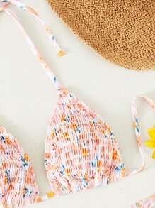 SHEIN Swim 夏季海灘波浪緊身背心連帽泳裝套裝 - 彩色 - 查看 5