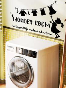 1pc Slogan Graphic Wall Sticker - màu đen - Xem 1