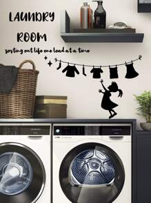 1pc Slogan Graphic Wall Sticker - màu đen - Xem 2
