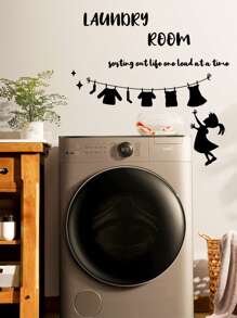 1pc Slogan Graphic Wall Sticker - màu đen - Xem 4
