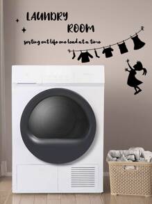 1pc Slogan Graphic Wall Sticker - màu đen - Xem 5