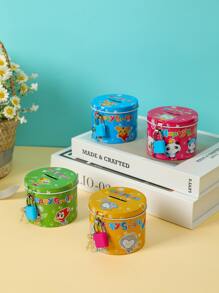 1pc Cartoon Graphic Random Money Box With Lock - Multicolor - View 1