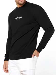 GENTILAND Men Letter Graphic Sweatshirt - Black - View 1