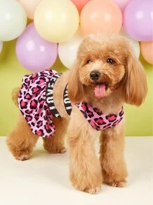 1set Leopard Letter Graphic Pet Dress - Pink - View 2