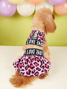 1set Leopard Letter Graphic Pet Dress - Pink - View 6