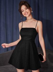 SHEIN Belle Zipper Back Glitter Cami Dress,Tea Party Dress,Summer Dresses For Women