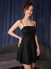 SHEIN Belle Zipper Back Glitter Cami Dress,Tea Party Dress,Summer Dresses For Women