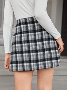 SHEIN Teen Girls Double Button Front Skirt - Multicolor - View 2