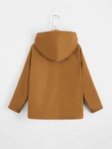 SHEIN 男孩翻蓋口袋拉鍊連帽保暖外套 - 棕色 - 查看 2