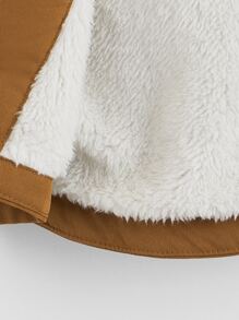 SHEIN 男孩翻蓋口袋拉鍊連帽保暖外套 - 棕色 - 查看 4