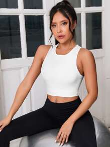 素色後背十字交叉短款運動背心