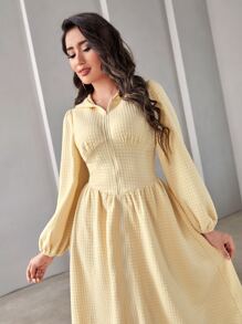 Mulvari Solid Zip Up Hooded Dress - Apricot - View 3