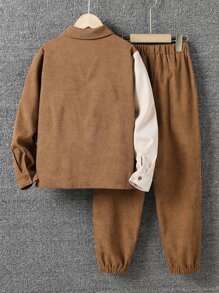 SHEIN 男孩雙色口袋貼布襯衫和褲子 - 彩色 - 查看 2