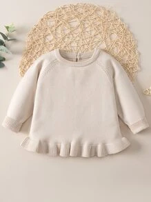 Bebé Jersey de manga raglán bajo con fruncido - Caqui - Ver 1