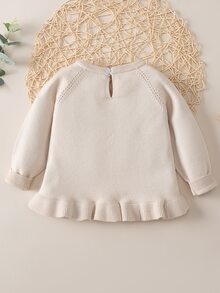 Bebé Jersey de manga raglán bajo con fruncido - Caqui - Ver 2