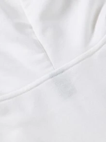 Antonay Cartoon & Slogan Graphic Drawstring Crop Hoodie - White - View 6