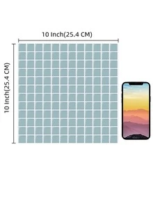 1 Pieza Adhesivo Autoadhesivo De Mosaico Impermeable Para Pared De Cocina - Celeste - Ver 5