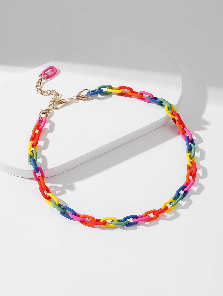 Vòng cổ chuỗi khối màu ngẫu nhiên - Nhiều màu - Xem 1