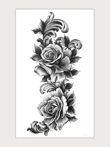 STARTTOOS Adesivo tatuaggio, 1 foglio di tatuaggi temporanei con motivo floreale per donne, adesivi tatuaggi per adulti, tatuaggio realistico di fiori, adatto per donne e ragazze