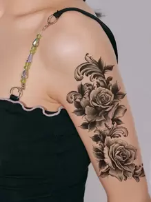 STARTTOOS Adesivo tatuaggio, 1 foglio di tatuaggi temporanei con motivo floreale per donne, adesivi tatuaggi per adulti, tatuaggio realistico di fiori, adatto per donne e ragazze