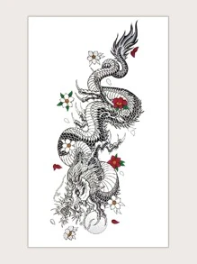 紋身貼紙，1 張中國龍臨時紋身女式，動物紋身貼紙成人，看起來真實假紋身，適合男士、女士和女孩 - 彩色 - 查看 1