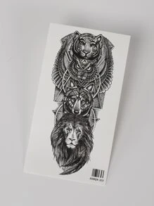 1張動物圖案紋身貼紙 - 黑色 - 查看 3