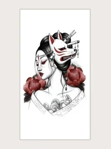 Etiqueta engomada del tatuaje, 1 hoja de tatuajes temporales gráficos de figuras florales para mujeres, pegatinas de tatuajes para adultos, flor de tatuaje realista, para mujeres y niñas - Multicolor - Ver 1